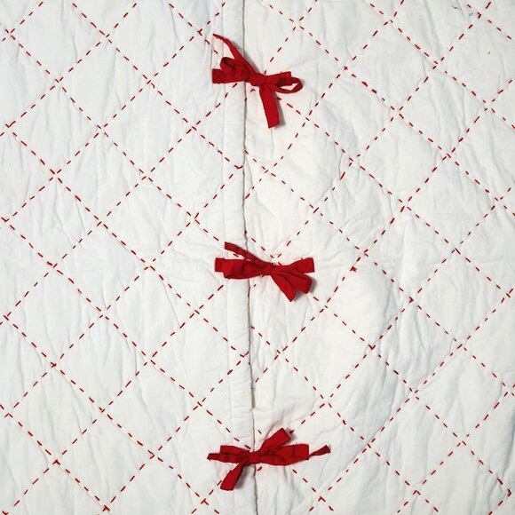 Pottery Barn Kids Quilted Pillow Sham Euro 26.5" Square Red Holiday Christmas - Picture 3 of 9